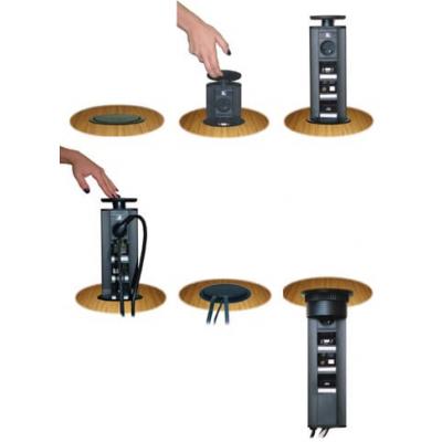 Table Mount Multi–Connection Compact Solution — Round Retractable Tower